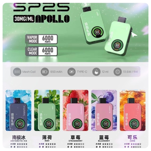 SP2S拋棄式12000口 一次性電子煙 雙模式【有煙+無煙】SP2S電子煙 新日期 10/19